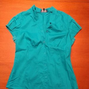 Anne Klein Short Sleeve Button Down Blouse